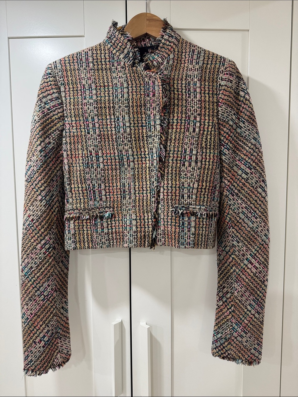 Theory Multicolor Tweed Cropped Blazer